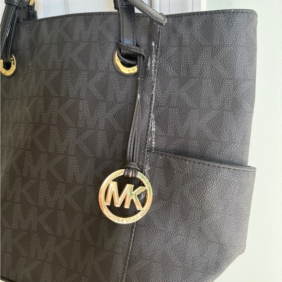 Michael Kors Black Signature MK Tote with Gold Hardware - Picture 2 of 3